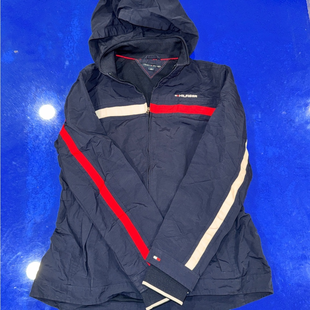 Tommy Hilfiger Retro 90s-Style Spell Out Hooded Jacket Women’s L streetwear 🔥